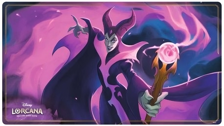 Tapete de Disney Lorcana donde sale Maléfica